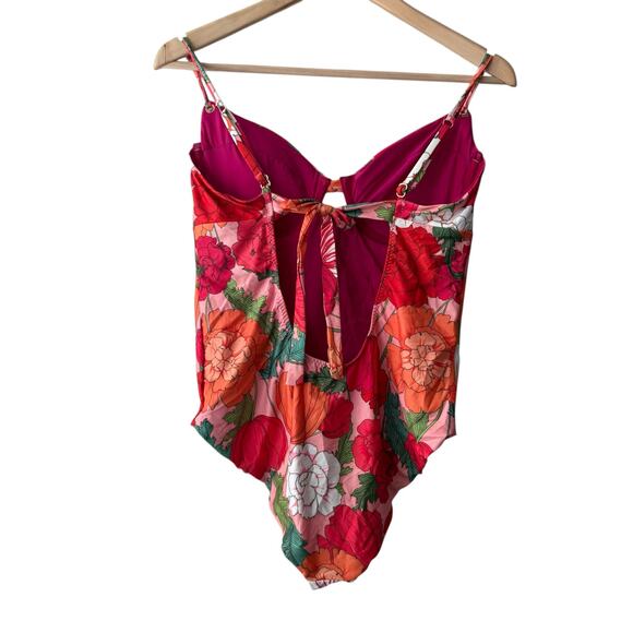 Trina Turk Sunny Bloom Floral Underwire One Piece Tie Back Swimsuit Size 14 - Picture 12 of 14